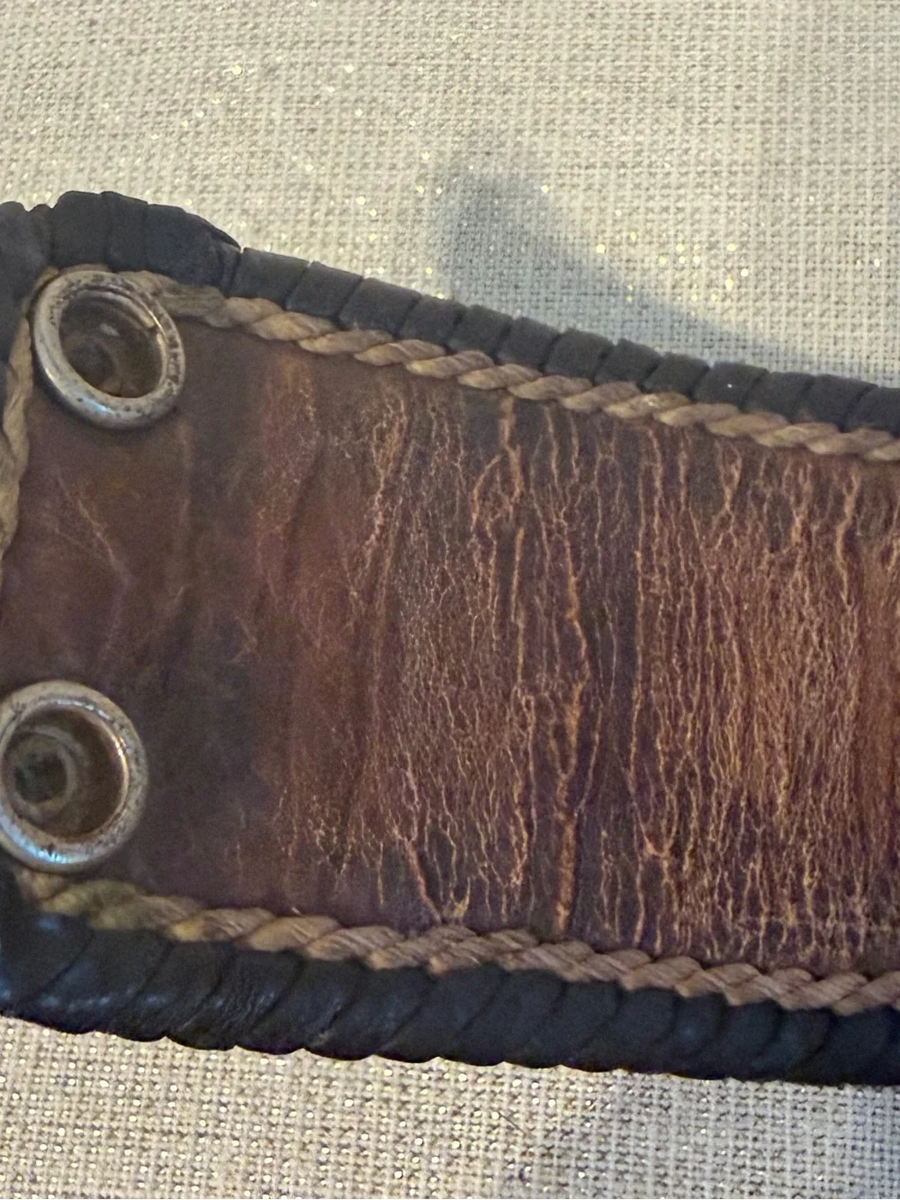 Hand Laced Black and Brown Braided Leather Cuff Bracelet